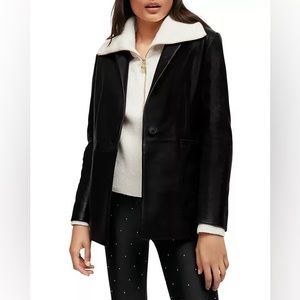 NWT Maje Vadimo black leather blazer – size 4